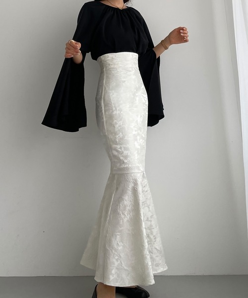 「Louere」 ロングスカート MEDIUM アイボリー レディース_画像6