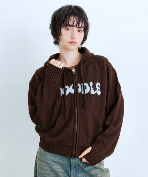 Birdog Logo Knit Hoodie バーガンディ Mサイズ 完売品 Zooodle パーカー Logo knit hoodie - ロゴニットフーディー - メンズ