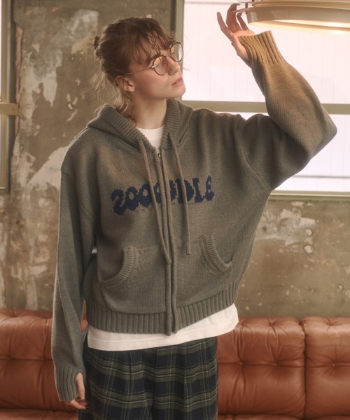 ルネ♡ロゴ入りフーディ Zooodle パーカー Logo knit hoodie - ロゴニットフーディー - メンズ