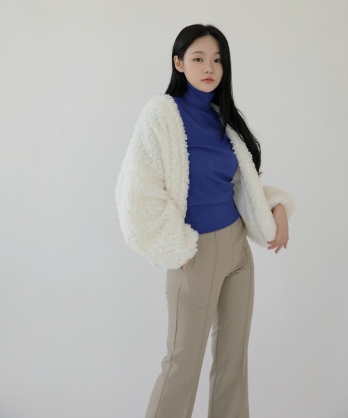 「UNE MANSION」 ノーカラージャケット FREE ブラック レディース_画像4