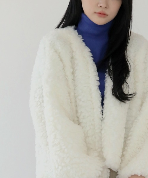 「UNE MANSION」 ノーカラージャケット FREE ブラック レディース_画像7