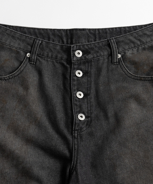 「WISH FOR EVER」 ダメージ加工デニムパンツ MEDIUM ブラック メンズ
