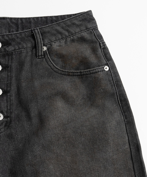 「WISH FOR EVER」 ダメージ加工デニムパンツ MEDIUM ブラック メンズ