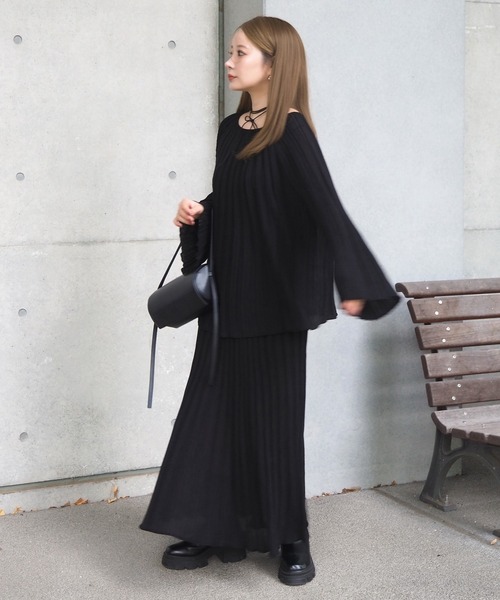 セットアップ pleats bell sleeve knit set up /プリーツベルスリーブニットセットアップ レディース | ブランド登録なし | 01