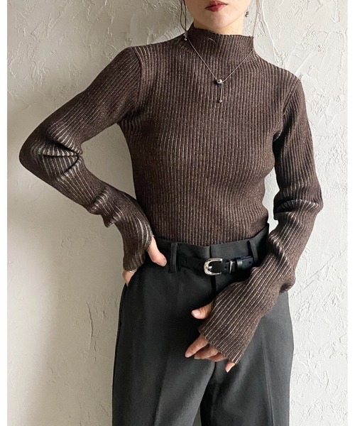 She's Closet ニット セーター 配色指穴サムホール長袖ハイネック