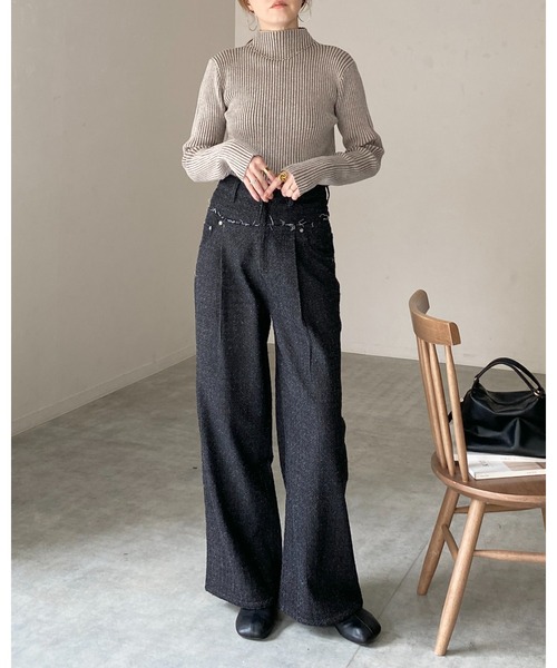 She's Closet ニット セーター 配色指穴サムホール長袖ハイネック