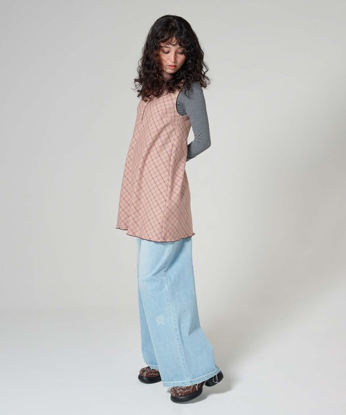 「TINA：JOJUN」 ノースリーブワンピース M ピンクベージュ レディース_画像6