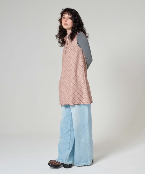 「TINA：JOJUN」 ノースリーブワンピース M ピンクベージュ レディース_画像7