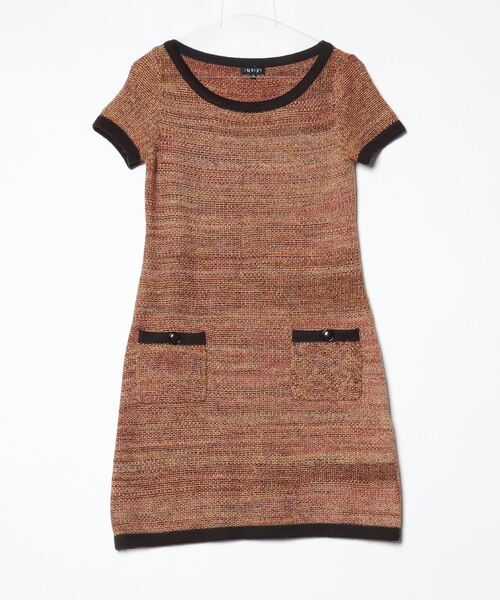 INDIVI】 インディヴィ ニットワンピース 38 ベルト ウール グレー 【ウール混／洗える】スムースニットワンピース INDIVIニットワンピース インディヴィニットワンピース