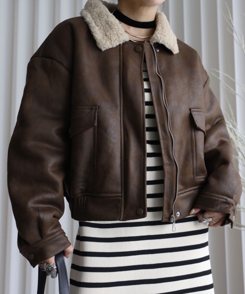 YENNA ブルゾン アウター ビッグムートン裏ボアブルゾン レディース