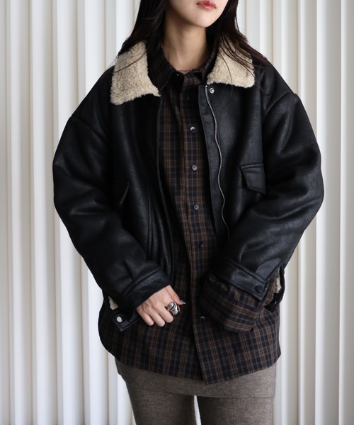 YENNA ブルゾン アウター ビッグムートン裏ボアブルゾン レディース