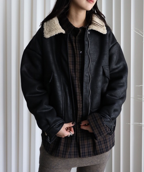 YENNA ブルゾン アウター ビッグムートン裏ボアブルゾン レディース