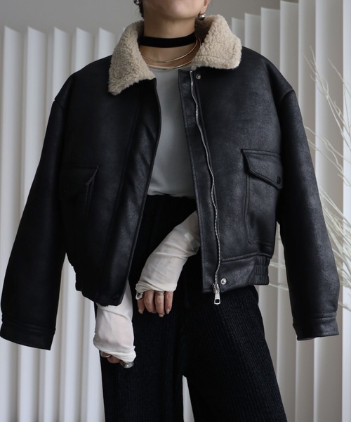 YENNA ブルゾン アウター ビッグムートン裏ボアブルゾン レディース