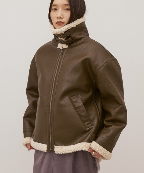 ジャケット・アウター American AMERICAN HOLIC コート アウター ボアフェイクレザーブルゾン