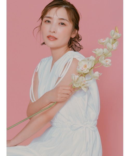 ジーフォー　ノースリーブワンピース nofl】リネンリーフ刺繍ノースリーブワンピース 644208440