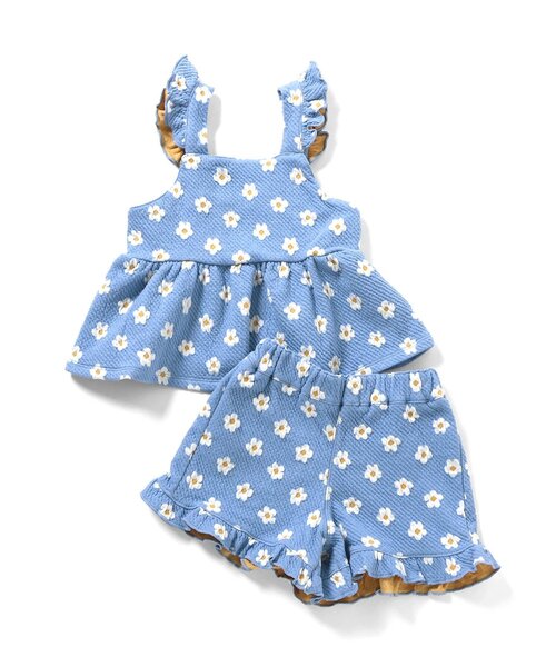 セットアップ 「ジュニア対応」ハート・フラワージャガードビスチェ＆フリルショートパンツセット キッズ 子供服 女の子 | apres les cours | 02