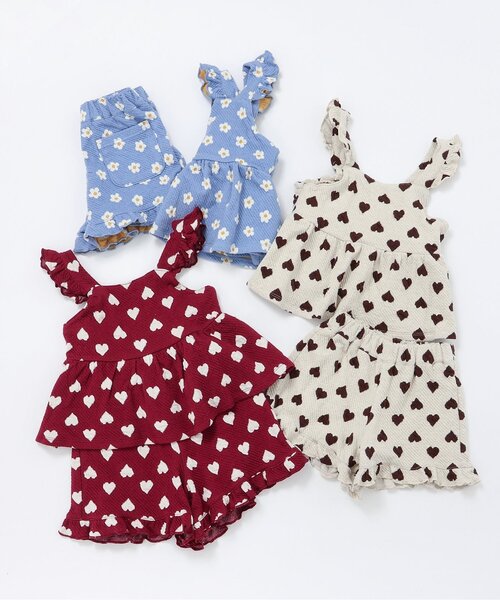 セットアップ 「ジュニア対応」ハート・フラワージャガードビスチェ＆フリルショートパンツセット キッズ 子供服 女の子 | apres les cours | 18