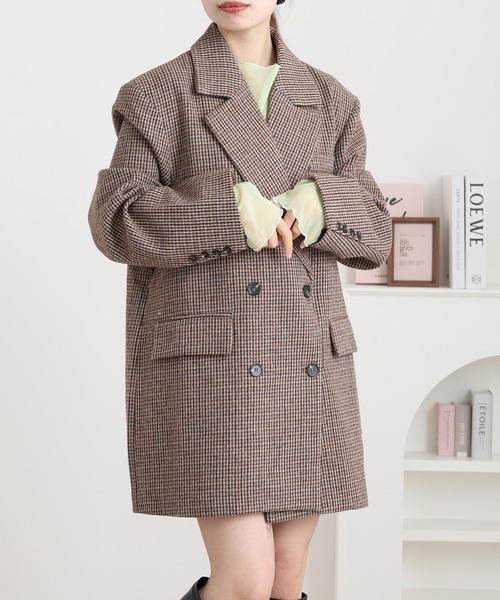 専用アプワイザーリッシェ　チェックテーラードジャケットコート Ada. ジャケット テーラードジャケット 柔らかタッチ チェック