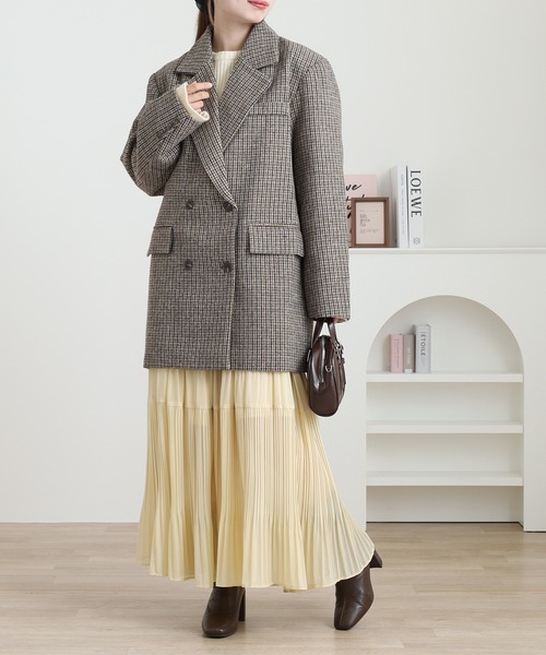 FUNALIVE【未使用】Abanicos ダブルブレストチェックコート FUNALIVE（ファンアライブ） コート アウター チェック柄ダブル