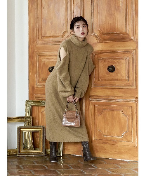 「Darich」 ニットワンピース FREE マスタード レディース_画像6