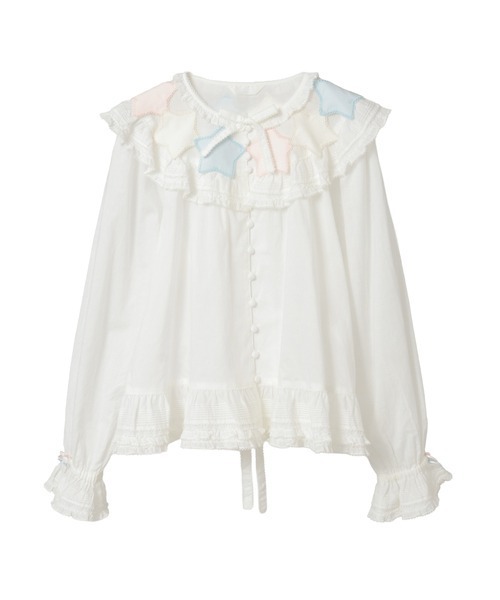PINKHOUSE  ピンクハウス　ブラウス　日本製 PINK HOUSE（ピンクハウス） ブラウス シャツ ローンフリル使い