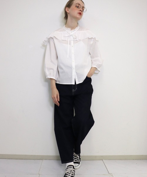 「haupia」 7分袖ブラウス MEDIUM オフホワイト レディース_画像7