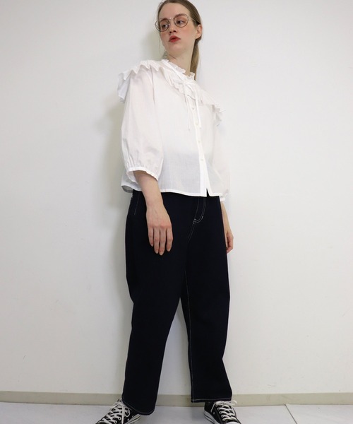 「haupia」 7分袖ブラウス MEDIUM オフホワイト レディース_画像8