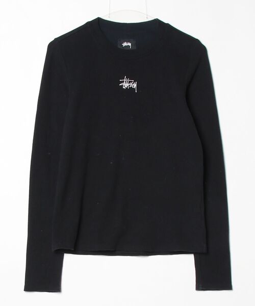 STUSSY」 ワンポイント長袖カットソー S ブラック レディース 