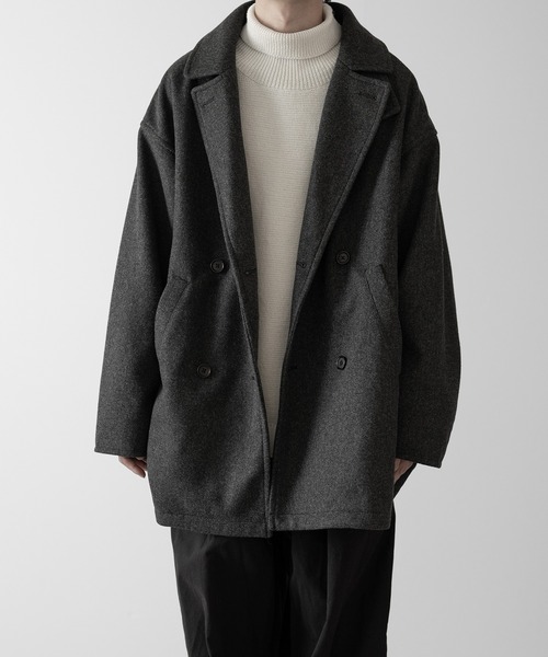 「RUUBON」 ピーコート M ダークグレー メンズ_画像3