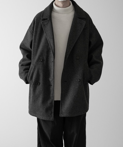 「RUUBON」 ピーコート M ダークグレー メンズ_画像4