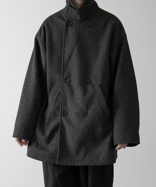 「RUUBON」 ピーコート M ダークグレー メンズ_画像5