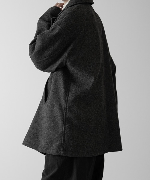 「RUUBON」 ピーコート M ダークグレー メンズ_画像6