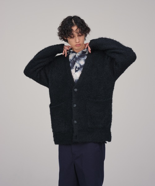 「ADAM ET ROPE'」 ニットカーディガン M ベージュ メンズ_画像2