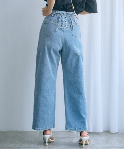 パンツ 「大きいサイズ」バック編み上げデニムパンツ marun レディース_6