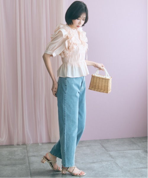 パンツ 「大きいサイズ」バック編み上げデニムパンツ marun レディース_3