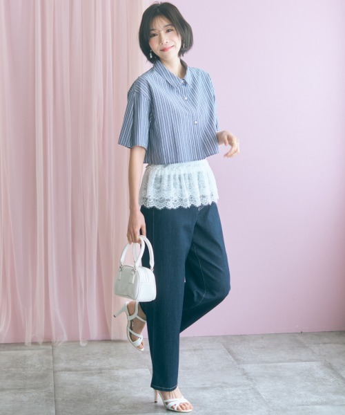 パンツ 「大きいサイズ」バック編み上げデニムパンツ marun レディース_13