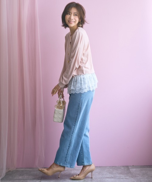 パンツ 「大きいサイズ」バック編み上げデニムパンツ marun レディース_12