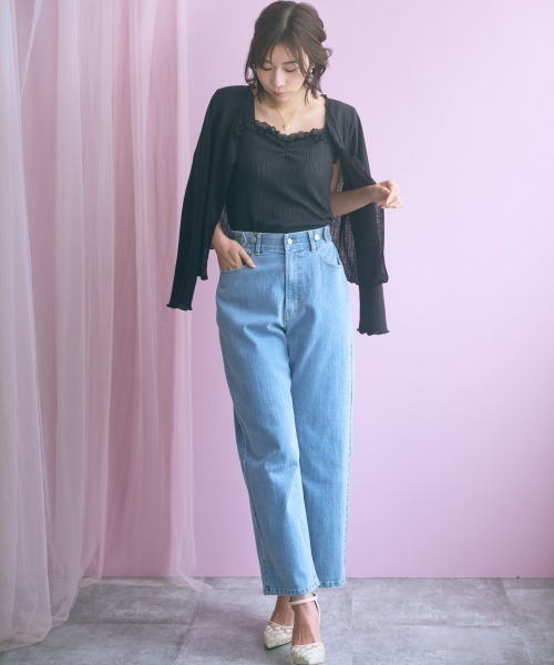 パンツ 「大きいサイズ」バック編み上げデニムパンツ marun レディース_11