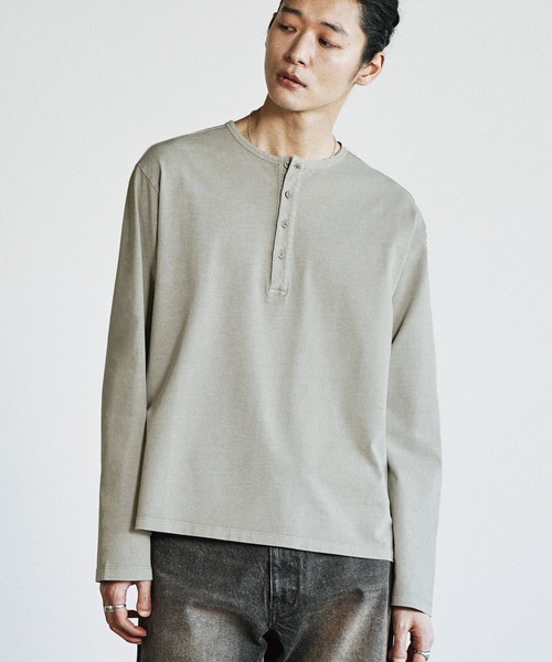 WYM LIDNM tシャツ PIGMENT DYED HENLEY L/S TEE メンズ レディース