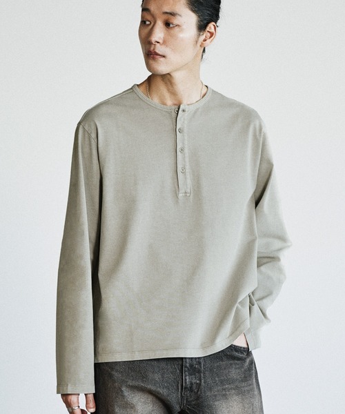 WYM LIDNM tシャツ PIGMENT DYED HENLEY L/S TEE メンズ レディース