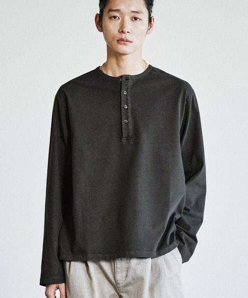 WYM LIDNM tシャツ PIGMENT DYED HENLEY L/S TEE メンズ レディース