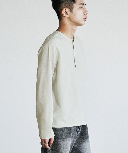 WYM LIDNM ヘンリーネック tシャツ PIGMENT DYED HENLEY L/S TEE 