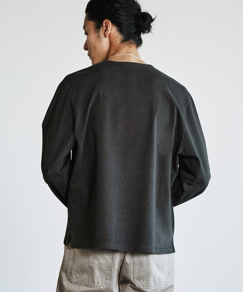 【WYM】ヘンリーネック ブラック・チャコール2点セット※未開封 WYM LIDNM ヘンリーネック tシャツ PIGMENT DYED HENLEY L/S TEE