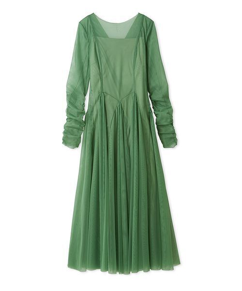 新品　SNIDEL sustainable チュールボリュームドレス　グリーン1 SNIDEL（スナイデル） ドレス チュールボリュームドレス : ZOZOTOWN