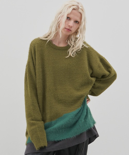 「AIVER」 長袖ニット MEDIUM グレー メンズ_画像2