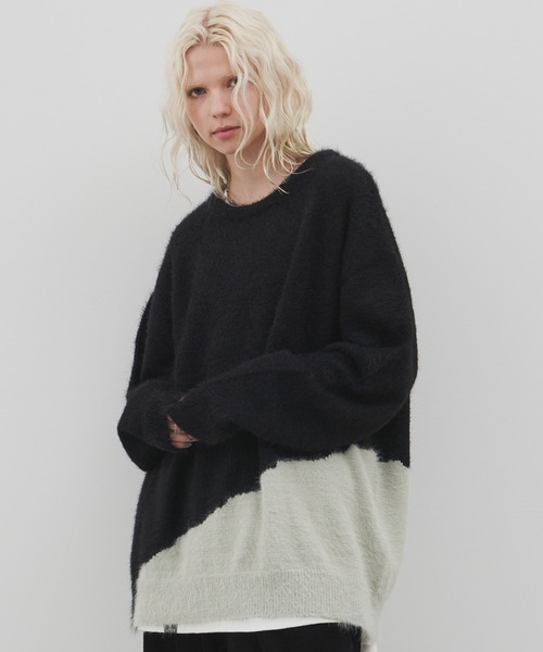 「AIVER」 長袖ニット MEDIUM グレー メンズ_画像3