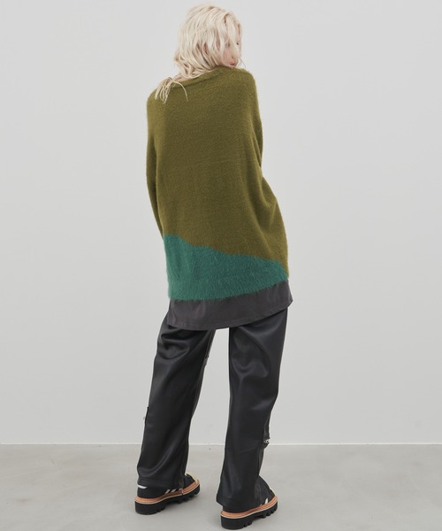 「AIVER」 長袖ニット MEDIUM グレー メンズ_画像6