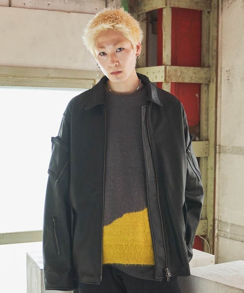 「AIVER」 長袖ニット MEDIUM グレー メンズ_画像9