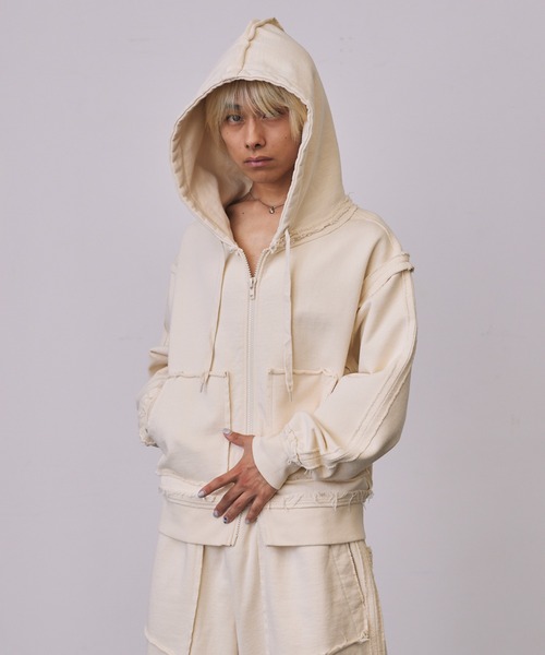 「a2o」 ジップアップパーカー L アイボリー メンズ