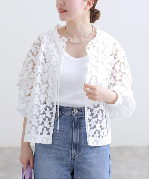 IENA（イエナ） ブラウス シャツ フラワー刺繍レース2WAYブラウス